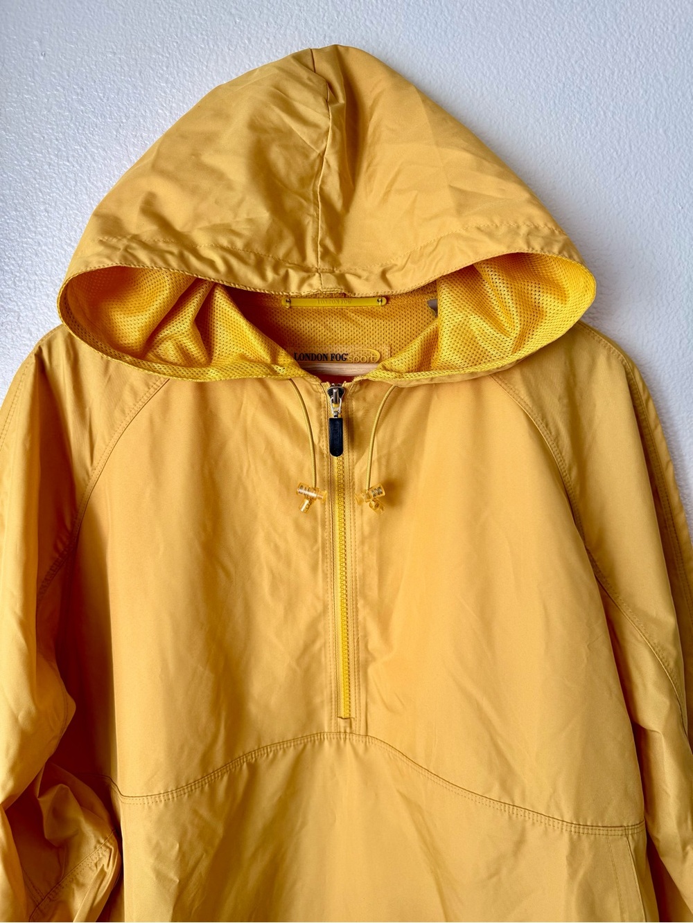 Vintage 90’s London Fog Yellow Hooded Anorak Rain Jacket Windbreaker Men’s XL - Picture 2 of 14